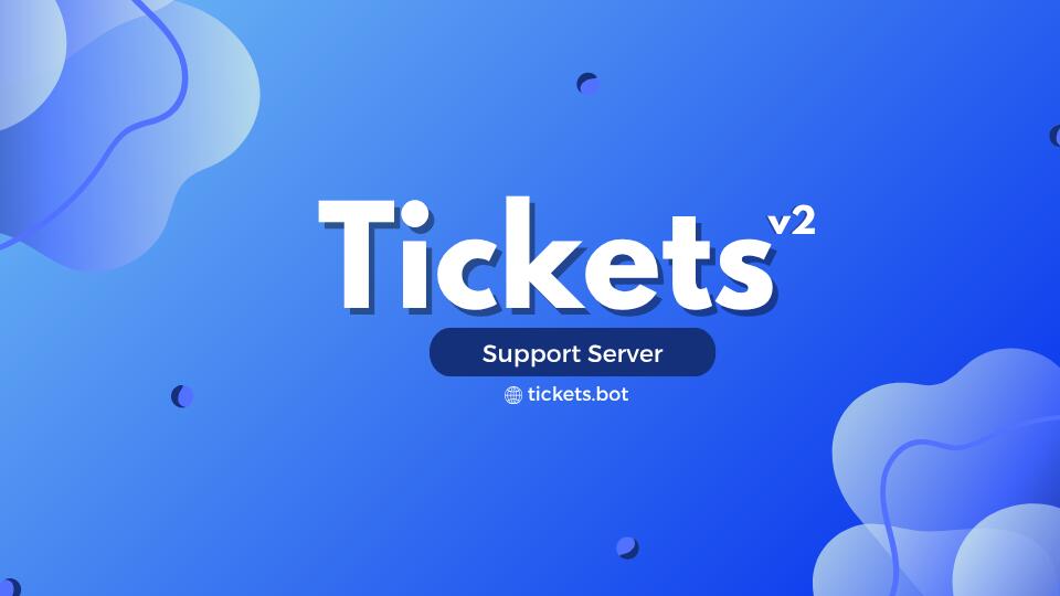 Discovery splash banner for Tickets v2 Support Discord server
