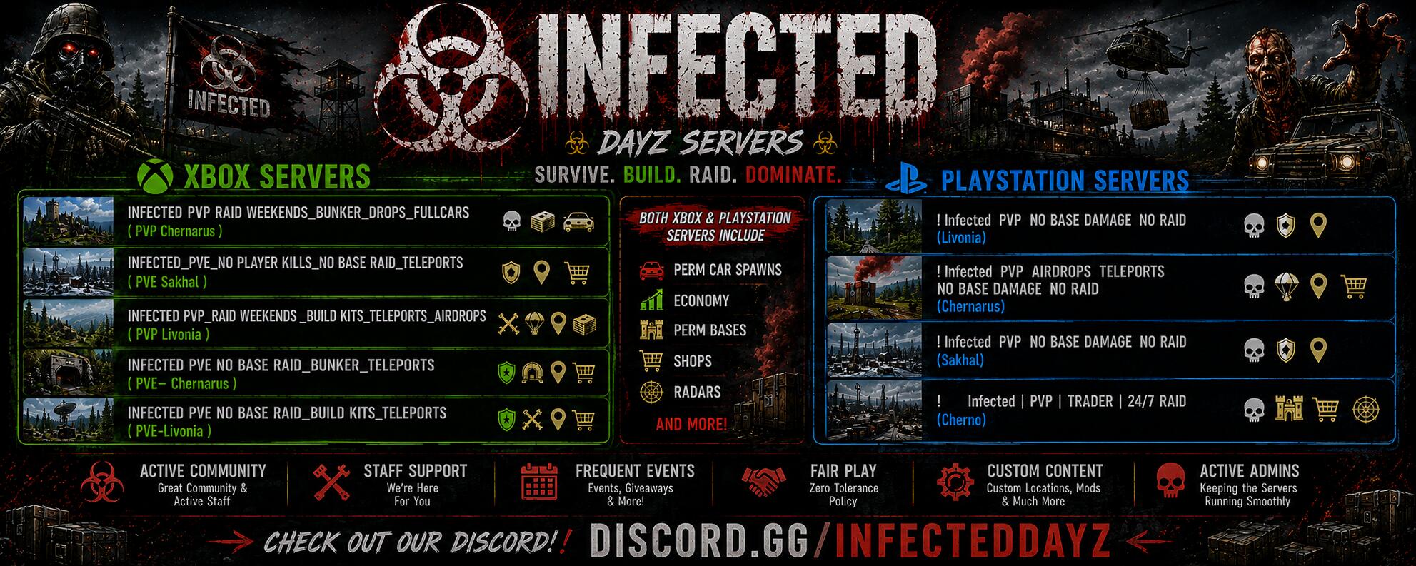 Discovery splash banner for ☣🧟 𝕀ℕ𝔽𝔼ℂ𝕋𝔼𝔻 🧟☣ Discord server