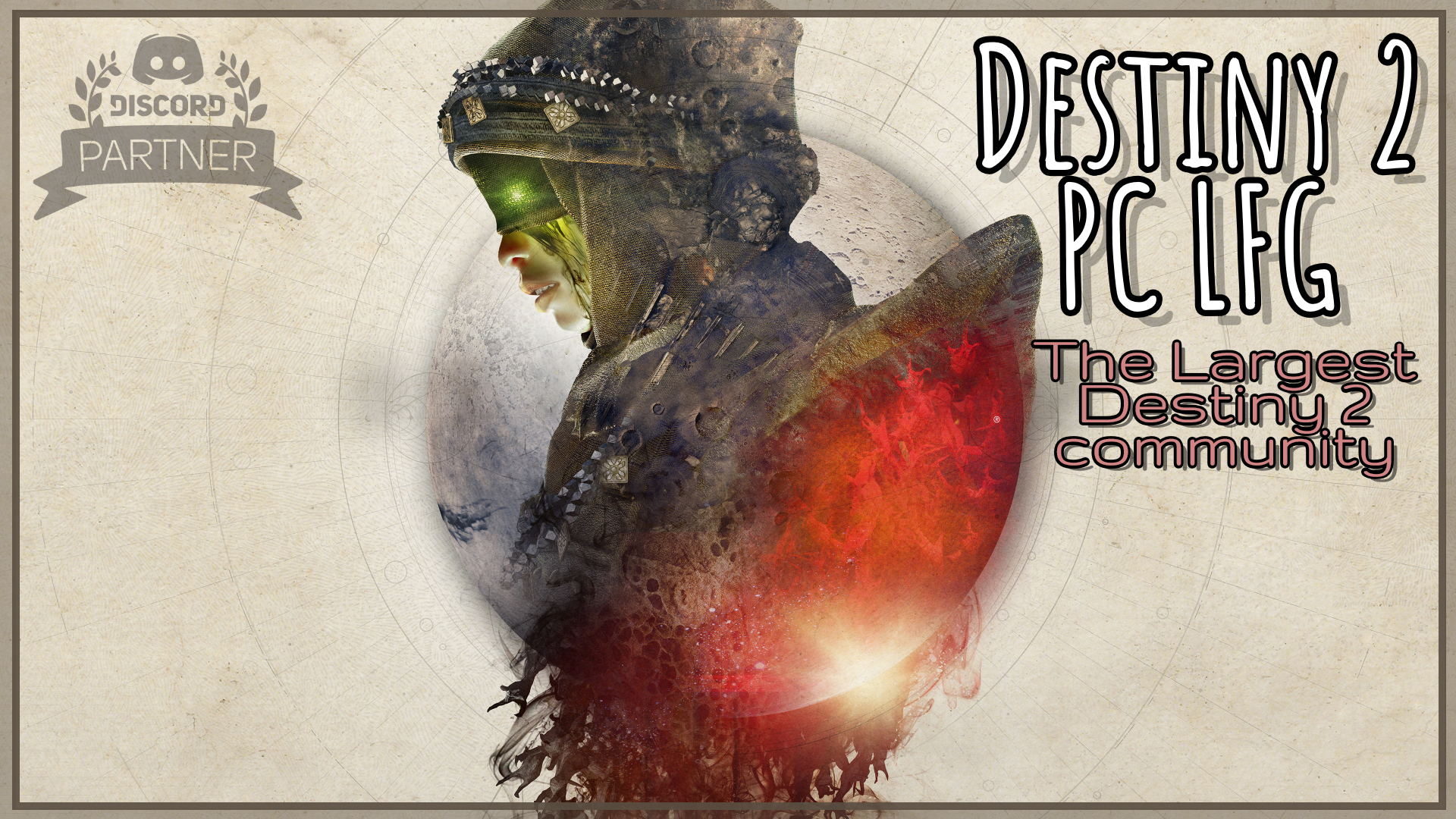 Discovery splash banner for Destiny 2 LFG Discord server