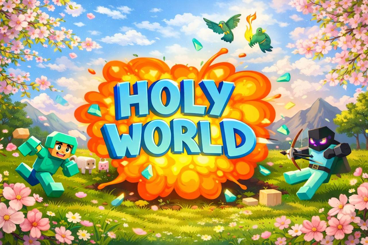 Discovery splash banner for HolyWorld Discord server